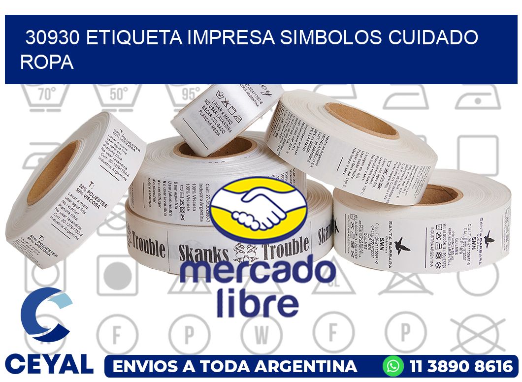 30930 ETIQUETA IMPRESA SIMBOLOS CUIDADO ROPA