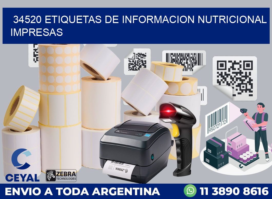 34520 ETIQUETAS DE INFORMACION NUTRICIONAL IMPRESAS