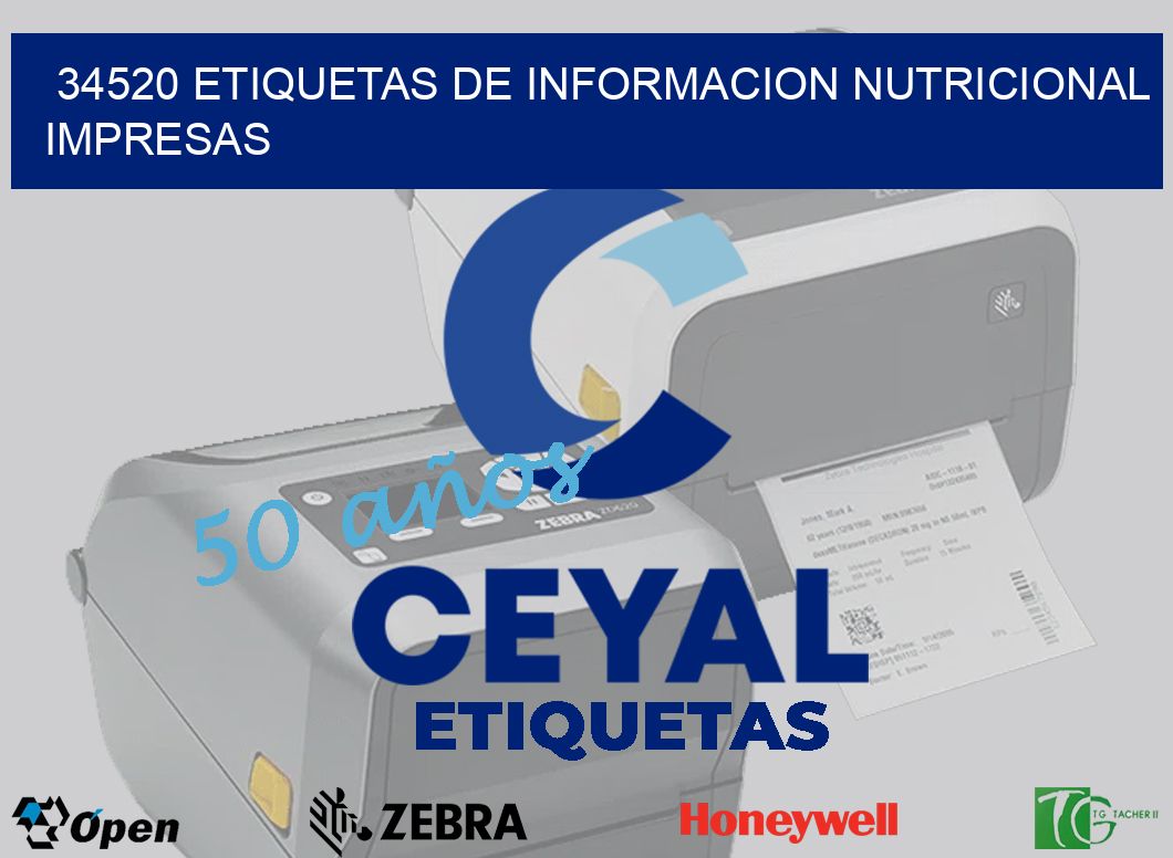 34520 ETIQUETAS DE INFORMACION NUTRICIONAL IMPRESAS