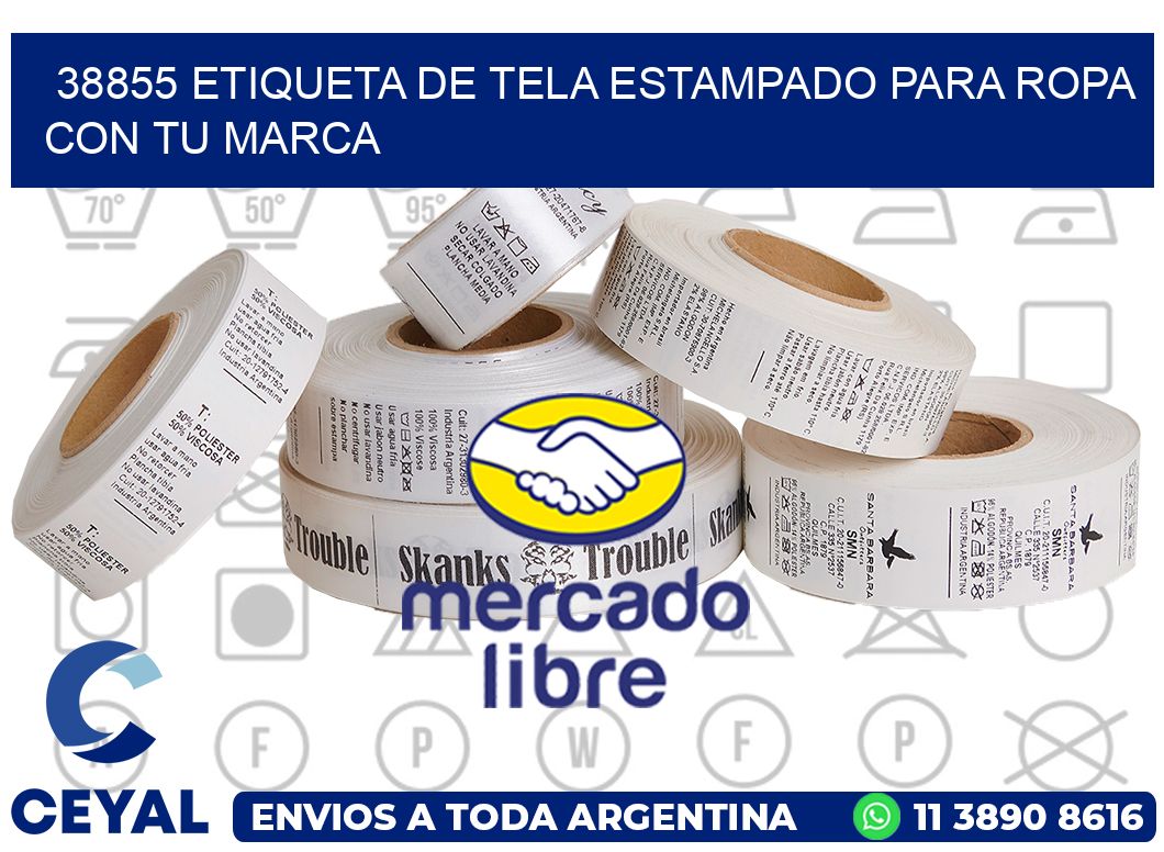 38855 ETIQUETA DE TELA ESTAMPADO PARA ROPA CON TU MARCA