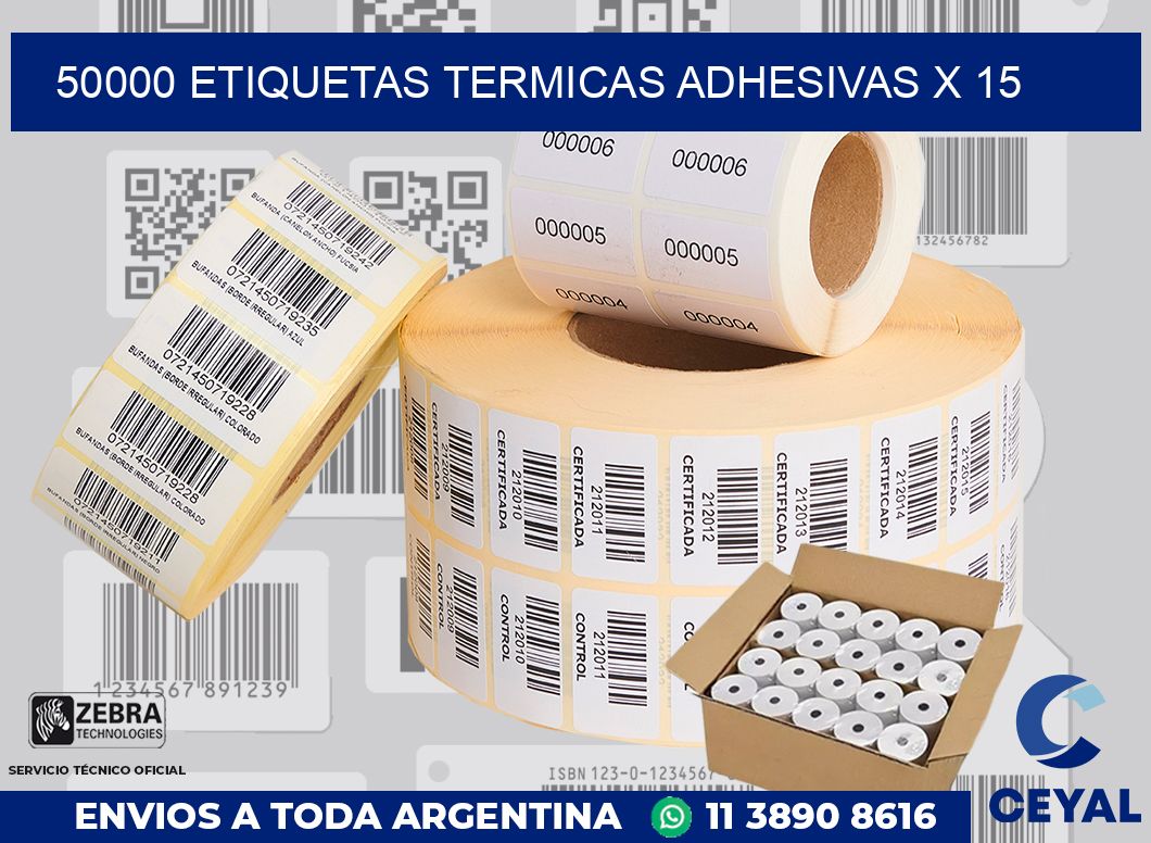 50000 etiquetas termicas adhesivas x 15