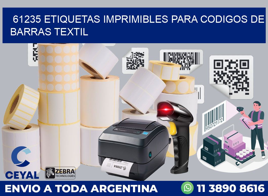 61235 ETIQUETAS IMPRIMIBLES PARA CODIGOS DE BARRAS TEXTIL