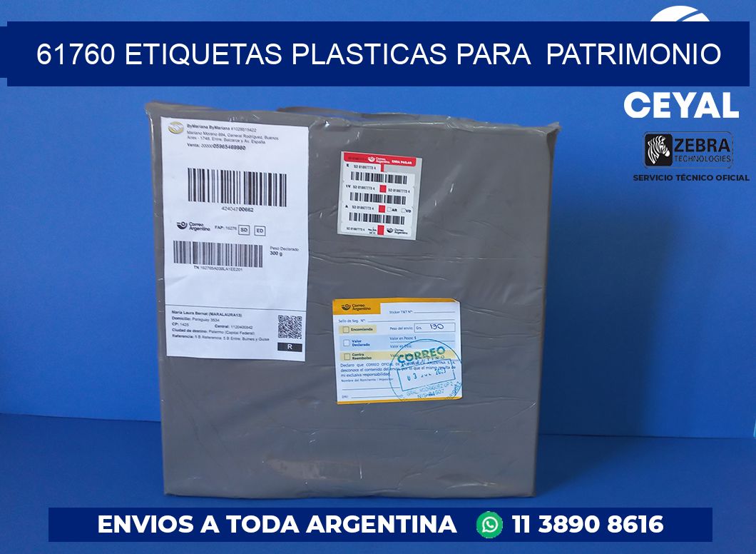 61760 ETIQUETAS PLASTICAS PARA  PATRIMONIO