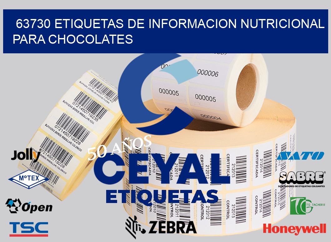 63730 ETIQUETAS DE INFORMACION NUTRICIONAL PARA CHOCOLATES