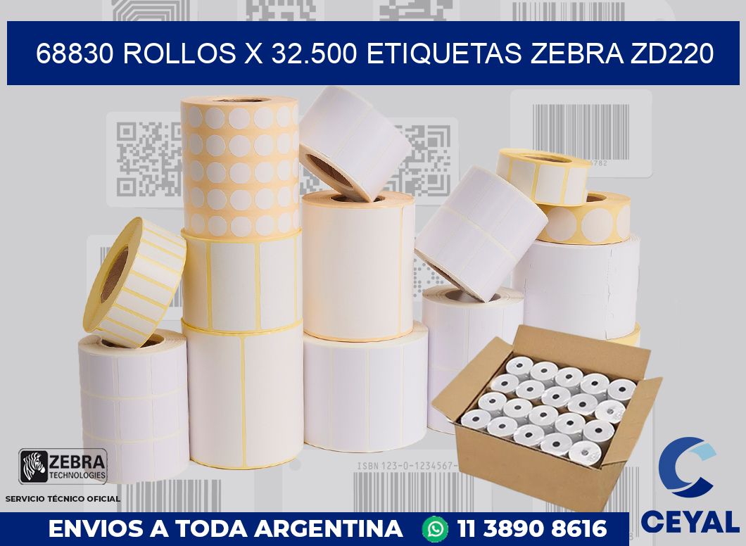 68830 Rollos x 32.500 etiquetas zebra zd220