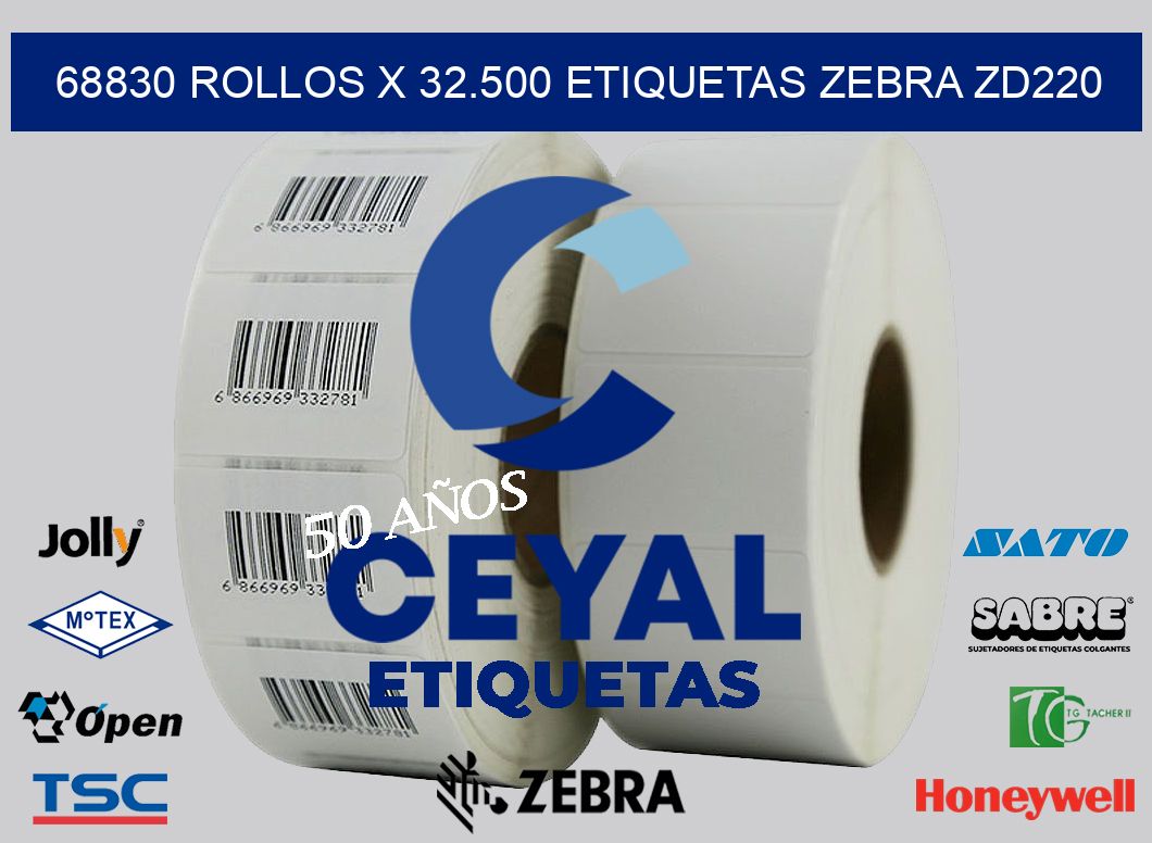 68830 Rollos x 32.500 etiquetas zebra zd220