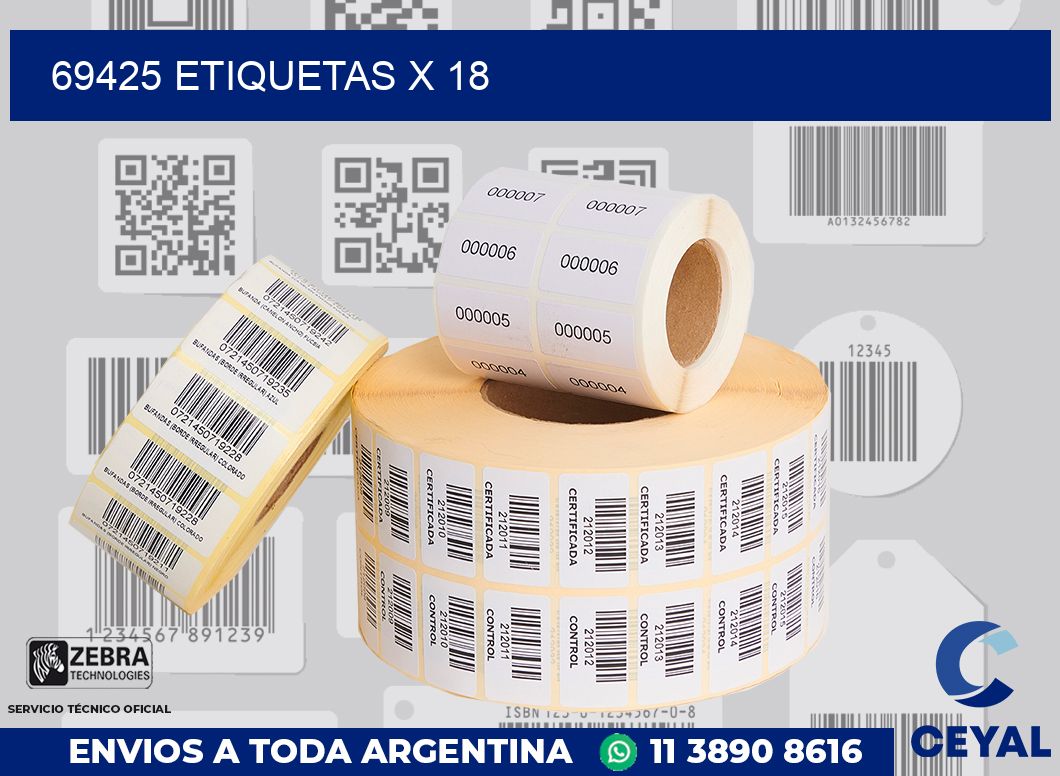 69425 Etiquetas x 18