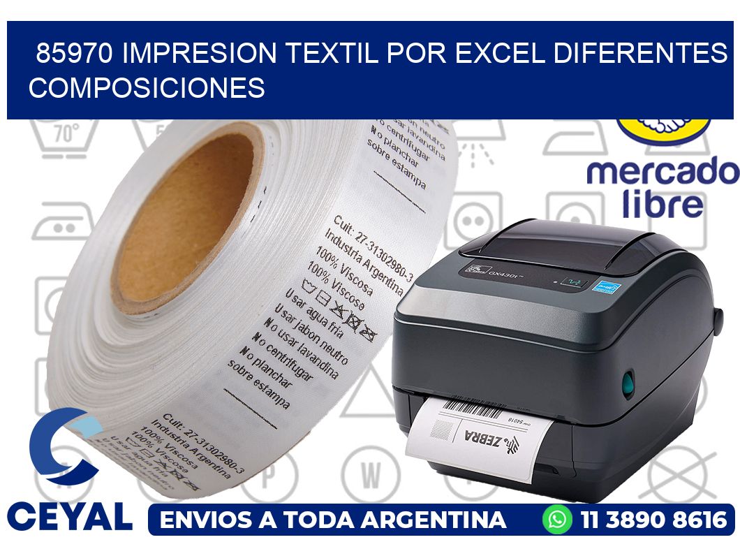 85970 IMPRESION TEXTIL POR EXCEL DIFERENTES COMPOSICIONES