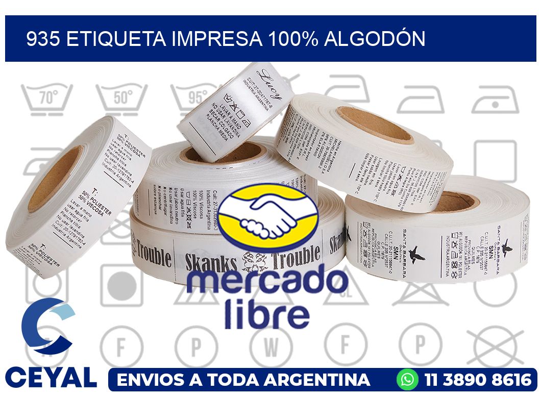 935 ETIQUETA IMPRESA 100% ALGODÓN