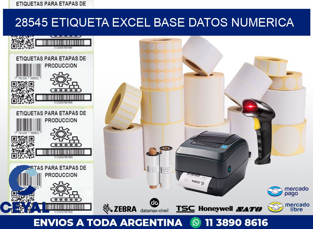 28545 etiqueta excel base datos numerica