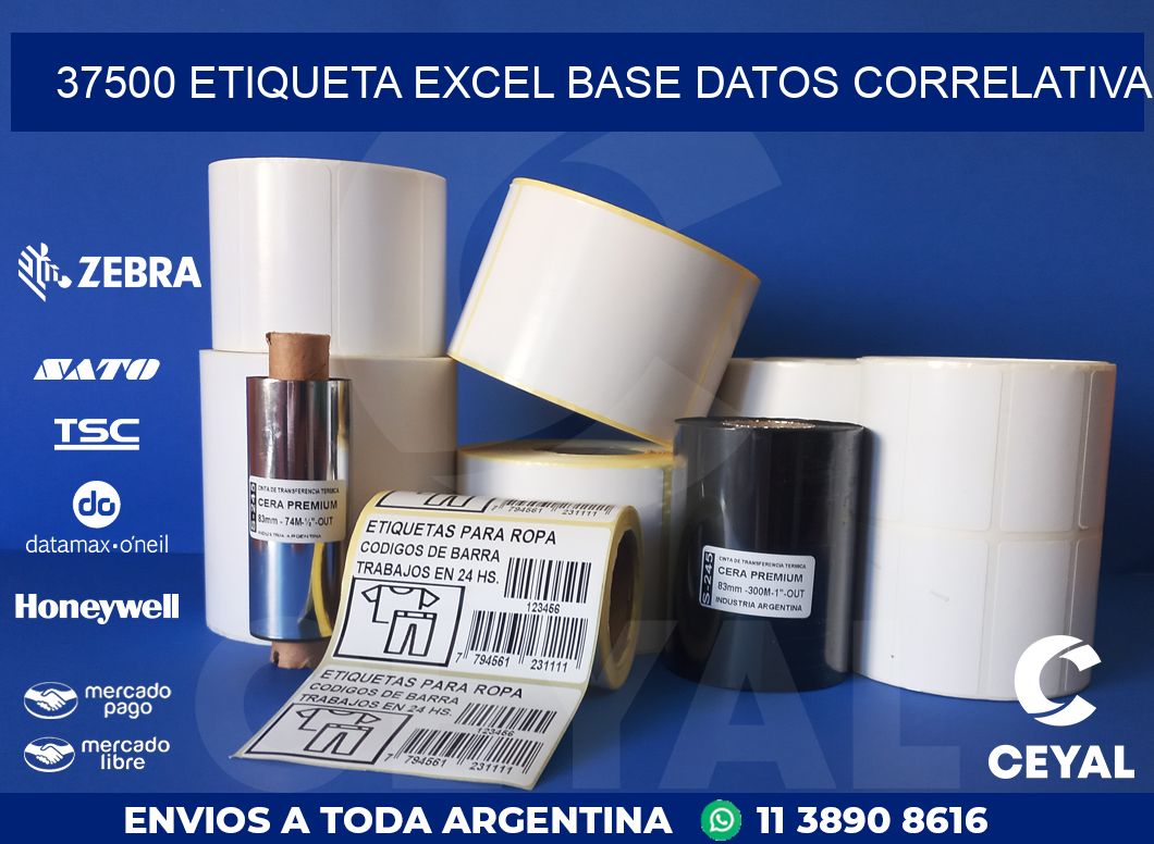 37500 etiqueta excel base datos correlativa