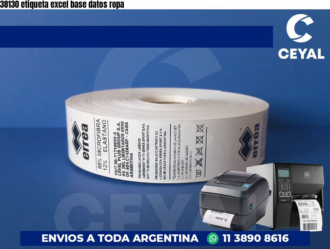 38130 etiqueta excel base datos ropa