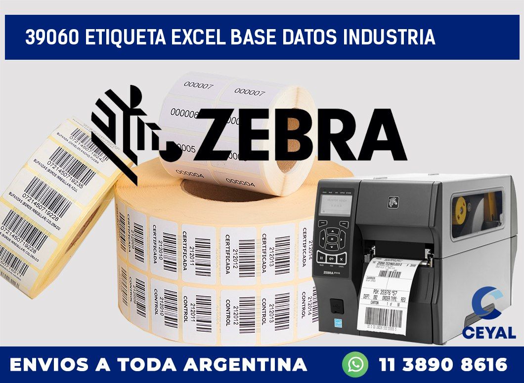 39060 etiqueta excel base datos industria