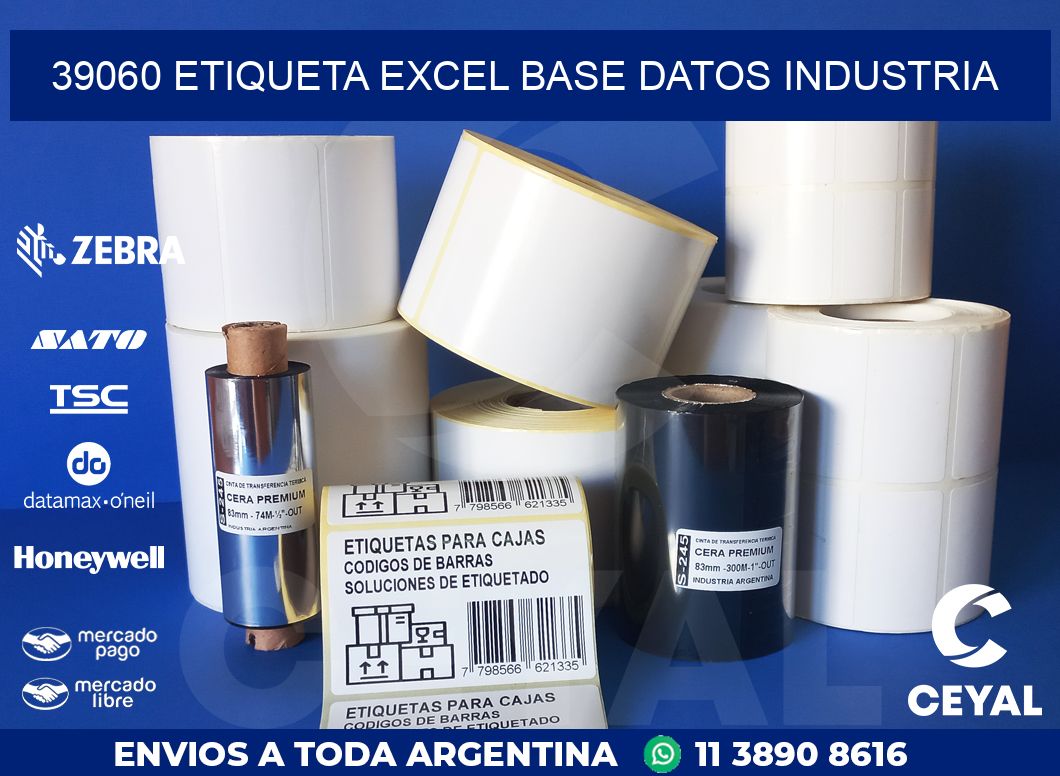 39060 etiqueta excel base datos industria