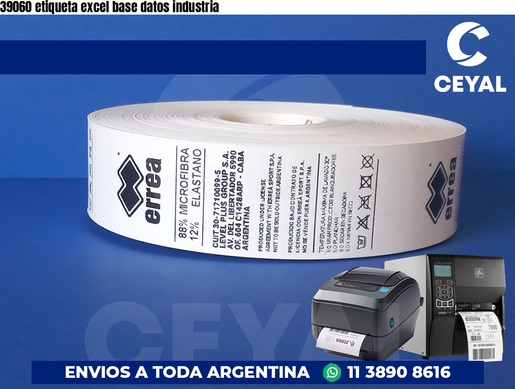 39060 etiqueta excel base datos industria