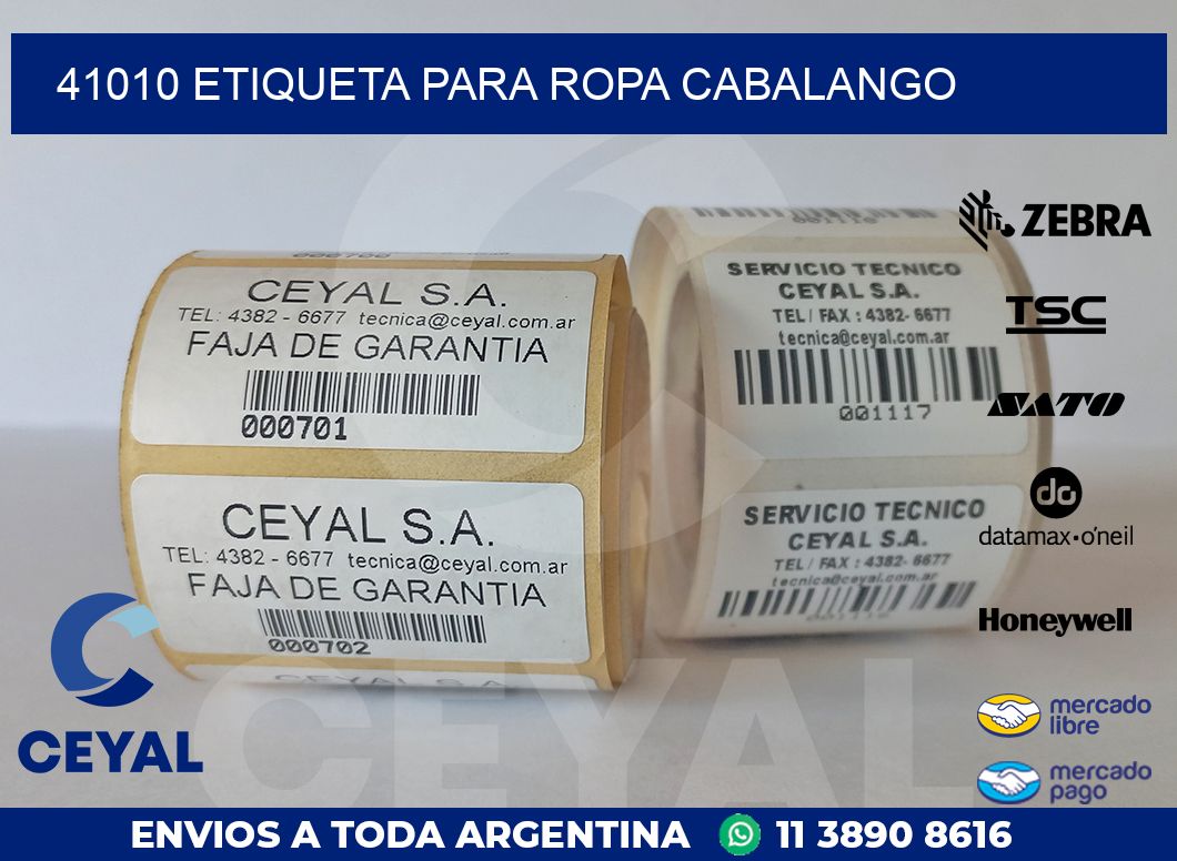 41010 ETIQUETA PARA ROPA CABALANGO