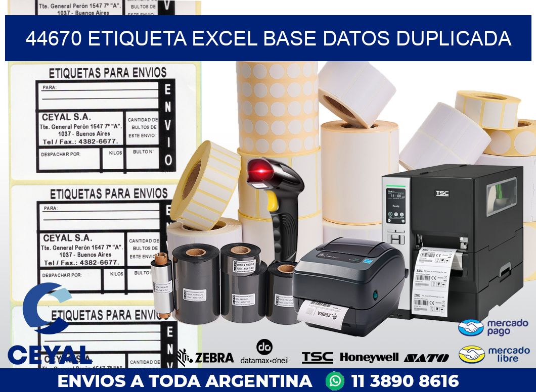 44670 etiqueta excel base datos duplicada