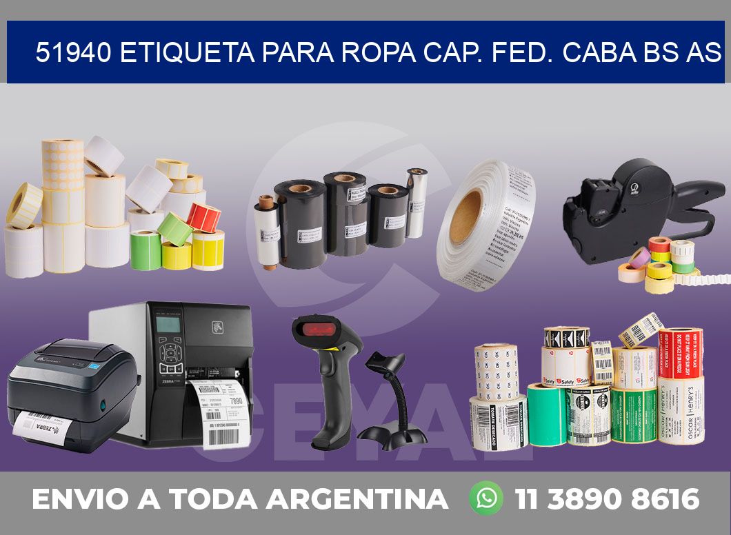 51940 ETIQUETA PARA ROPA CAP. FED. CABA BS AS | Ribbon Zebra