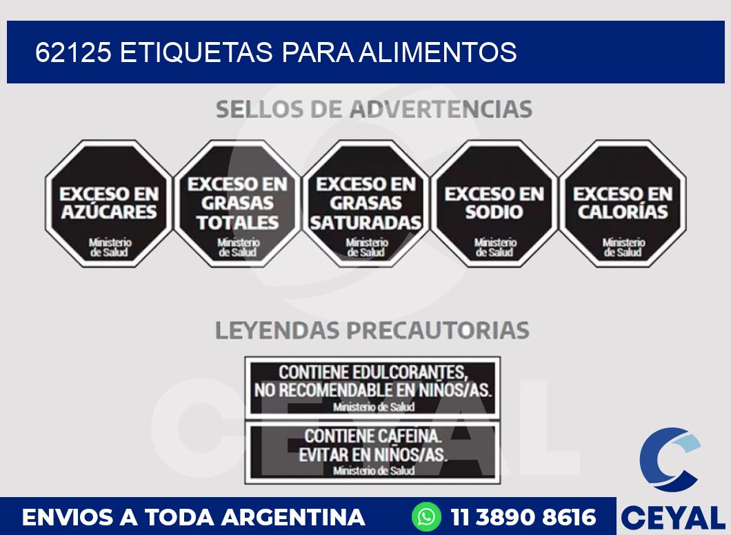 62125 ETIQUETAS PARA ALIMENTOS