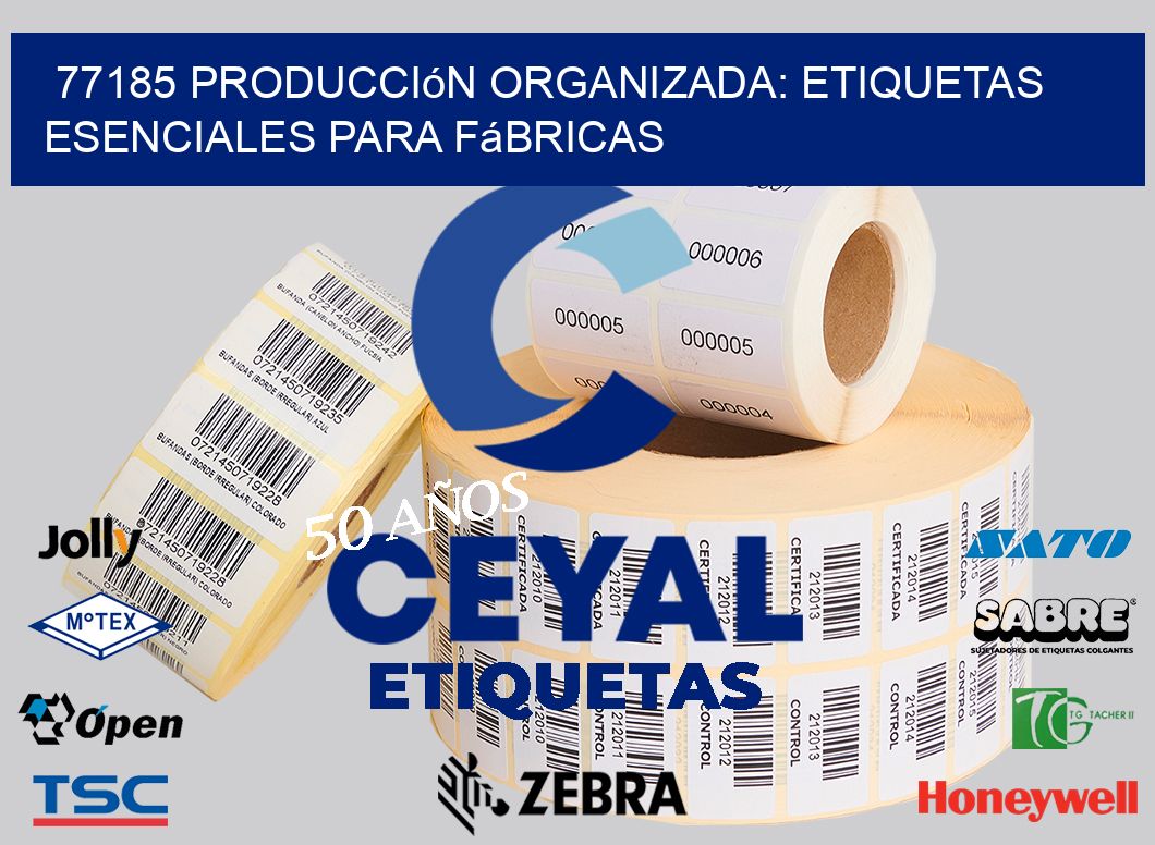 77185 Producción Organizada: Etiquetas Esenciales para Fábricas