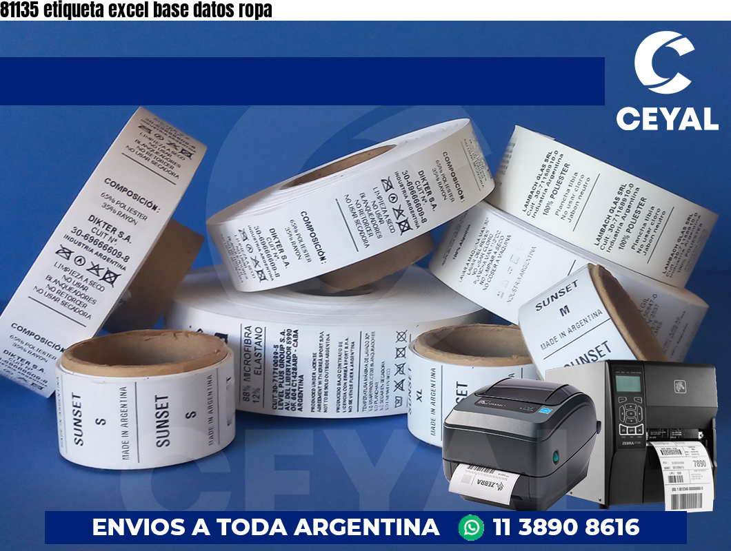 81135 etiqueta excel base datos ropa