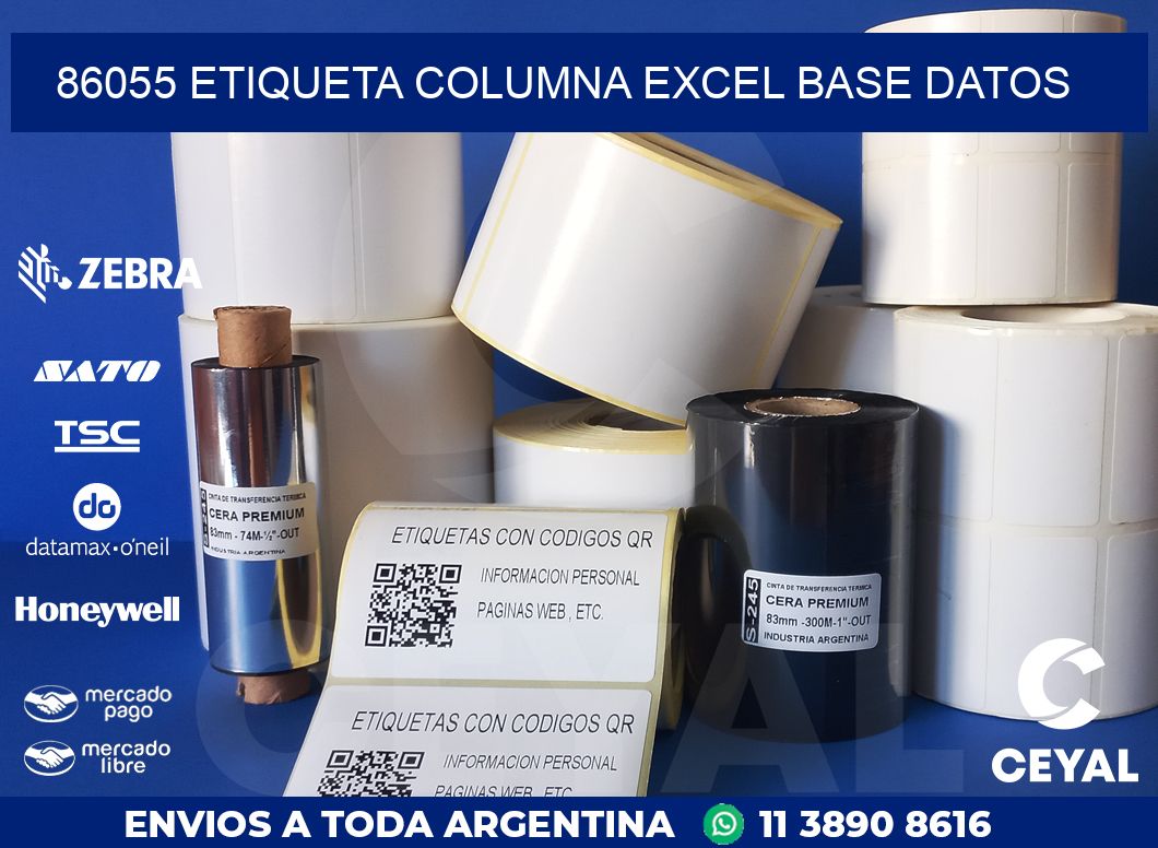 86055 etiqueta columna excel base datos