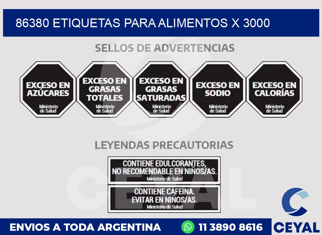 86380 ETIQUETAS PARA ALIMENTOS x 3000