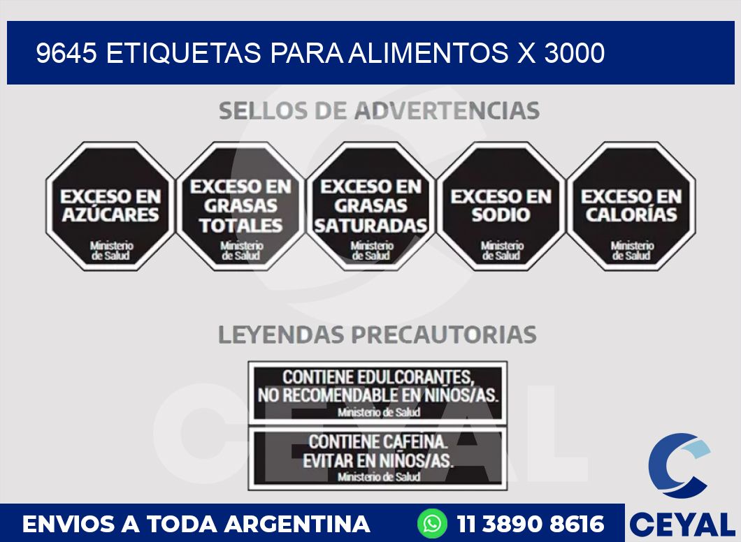 9645 ETIQUETAS PARA ALIMENTOS x 3000