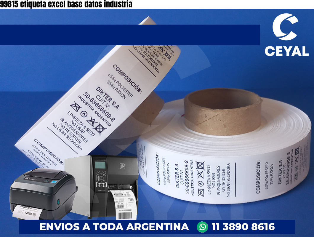 99815 etiqueta excel base datos industria