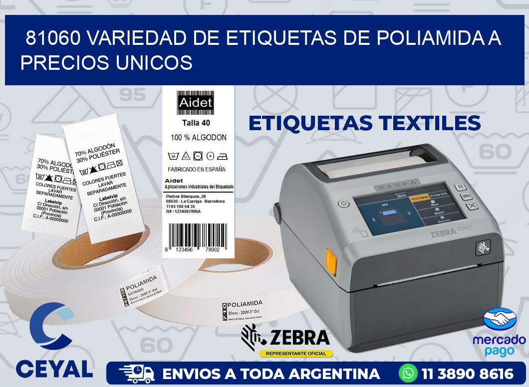 81060 VARIEDAD DE ETIQUETAS DE POLIAMIDA A PRECIOS UNICOS