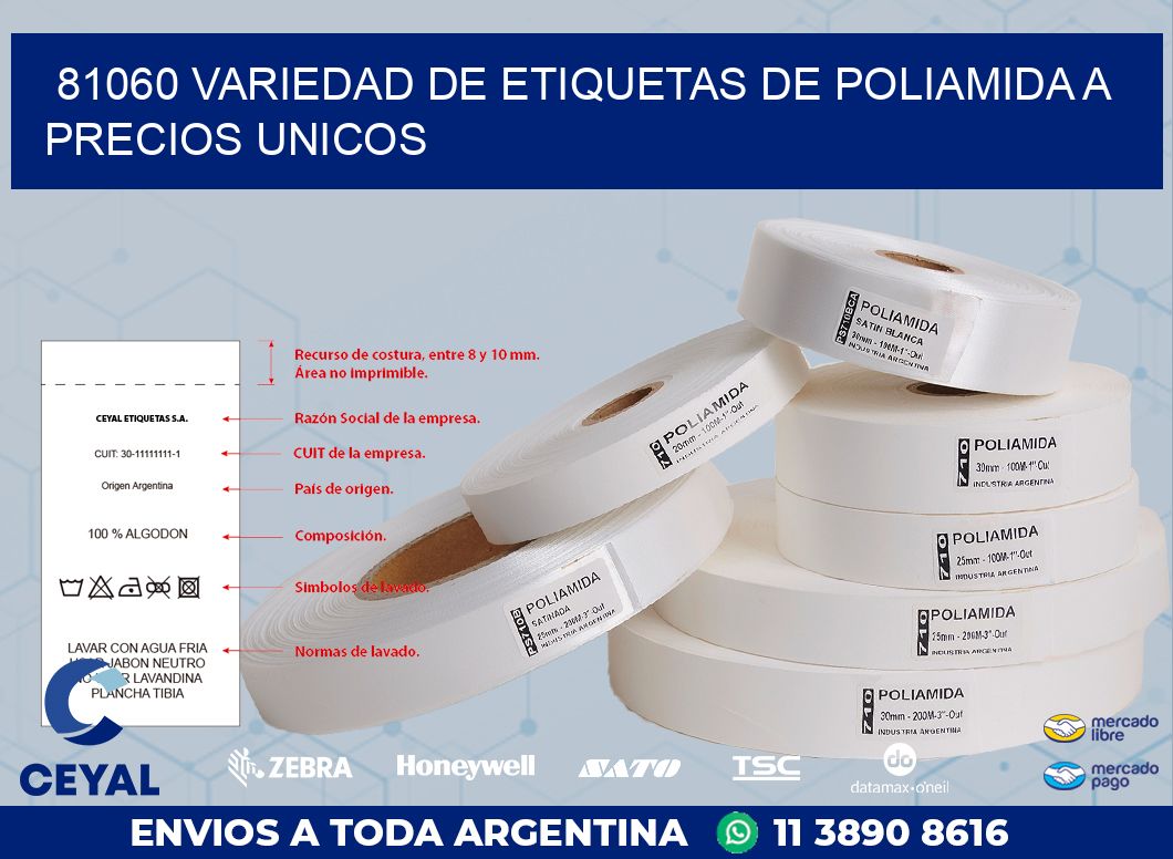 81060 VARIEDAD DE ETIQUETAS DE POLIAMIDA A PRECIOS UNICOS