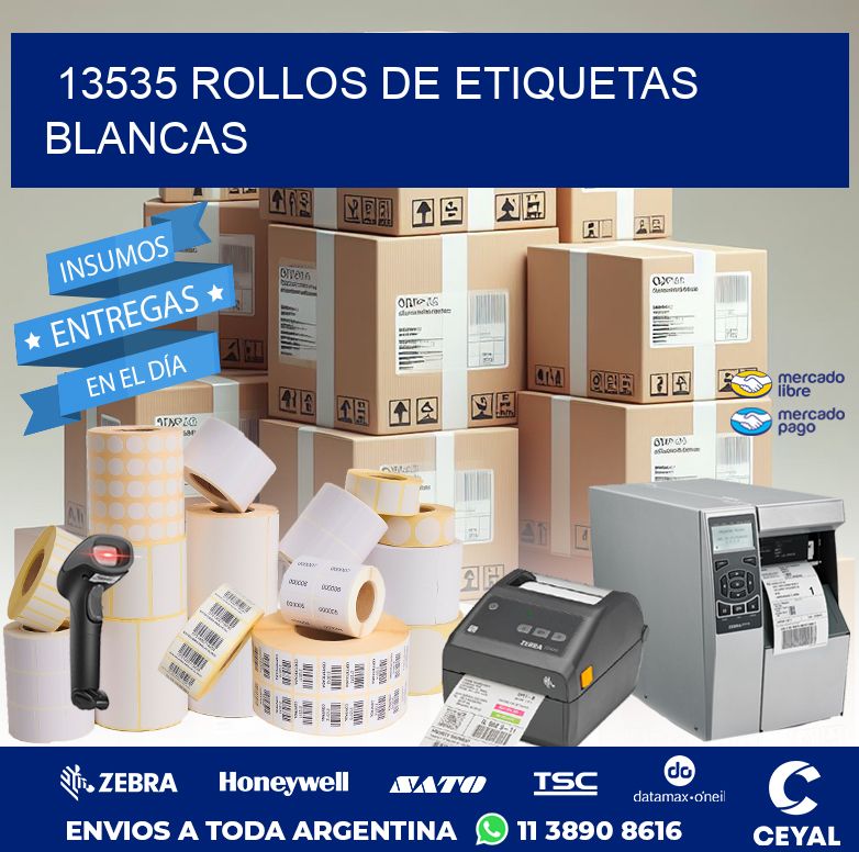13535 ROLLOS DE ETIQUETAS BLANCAS