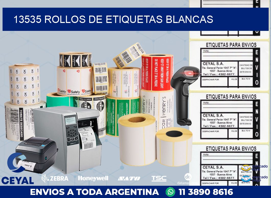 13535 ROLLOS DE ETIQUETAS BLANCAS
