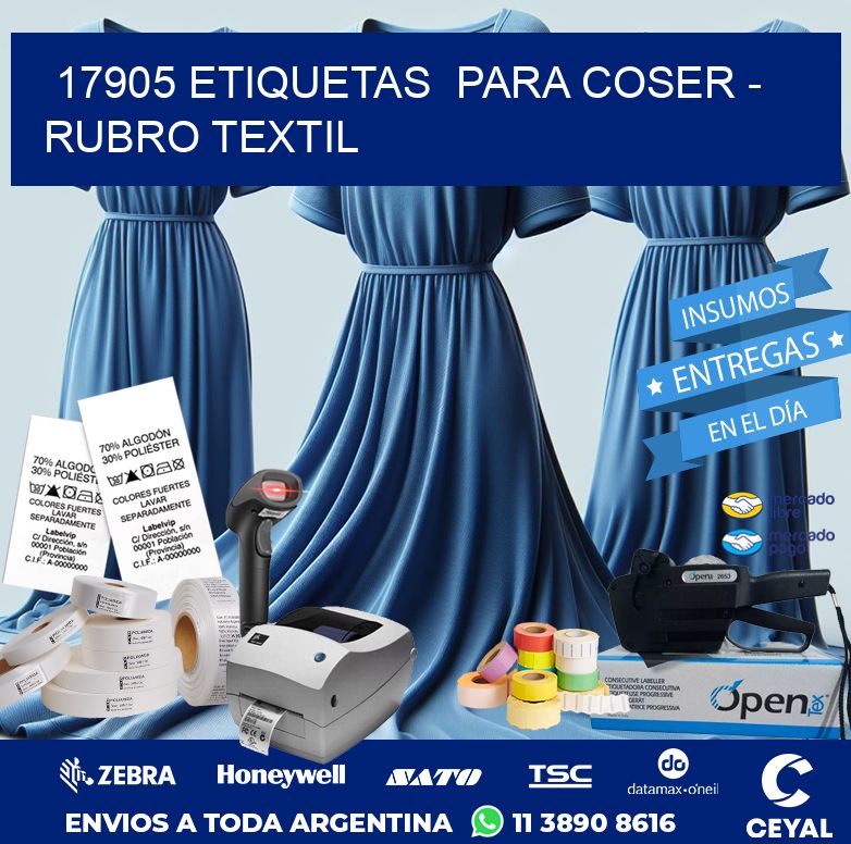 17905 ETIQUETAS  PARA COSER – RUBRO TEXTIL