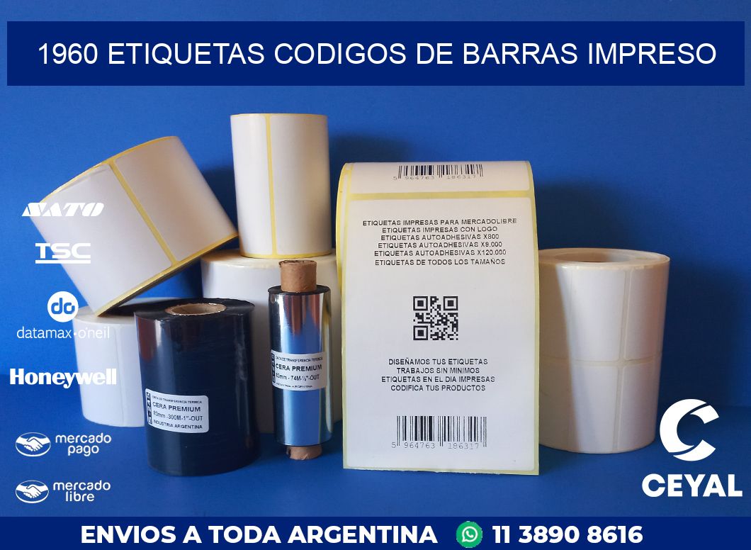 1960 ETIQUETAS CODIGOS DE BARRAS IMPRESO
