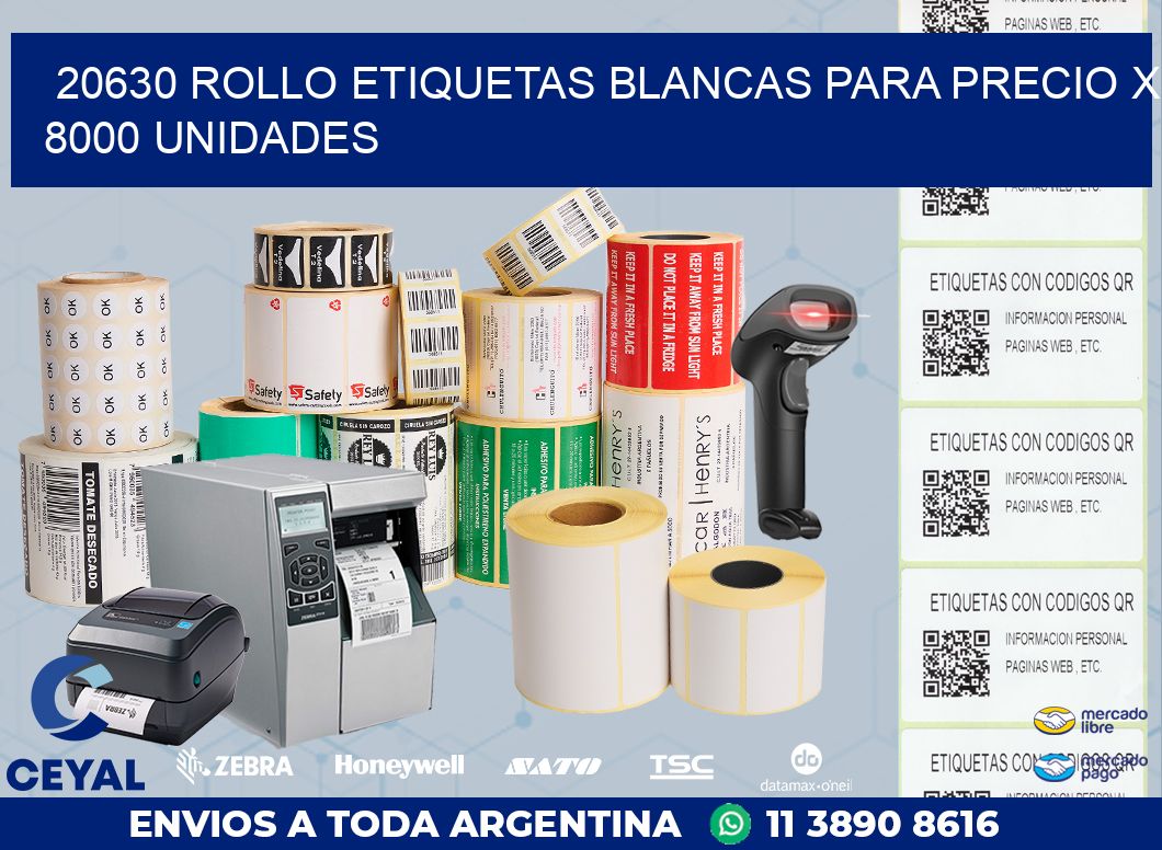 20630 ROLLO ETIQUETAS BLANCAS PARA PRECIO X 8000 UNIDADES