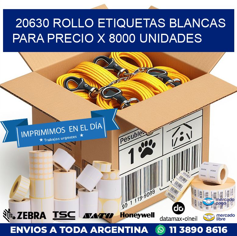 20630 ROLLO ETIQUETAS BLANCAS PARA PRECIO X 8000 UNIDADES
