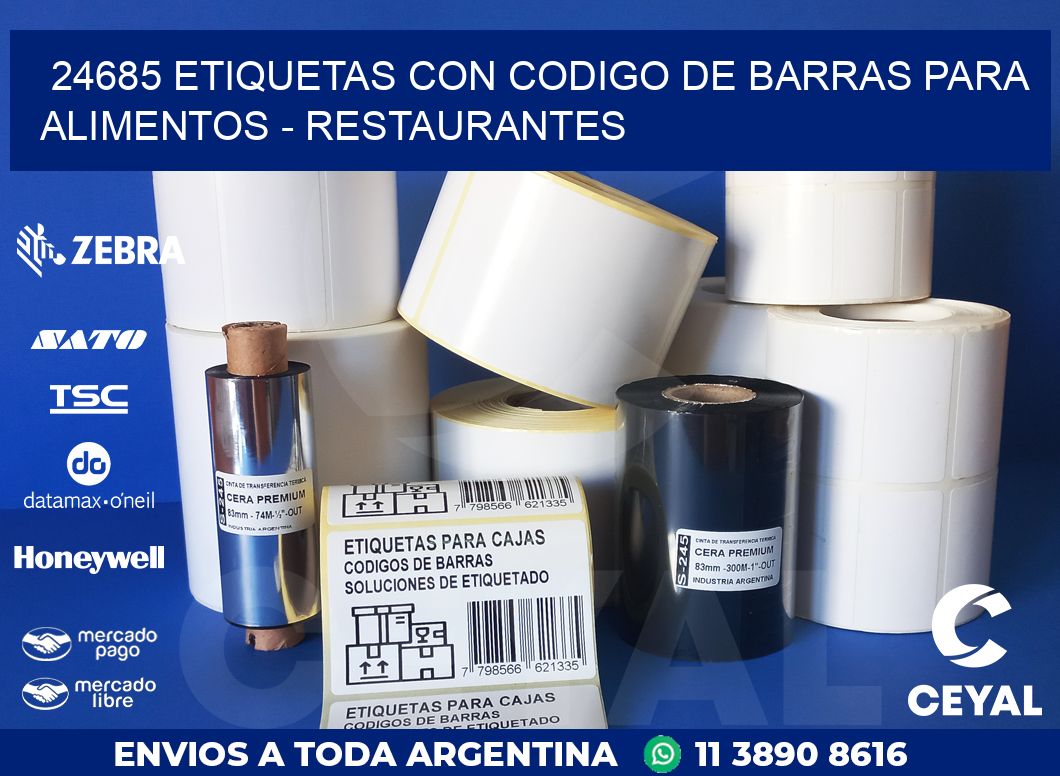 24685 ETIQUETAS CON CODIGO DE BARRAS PARA ALIMENTOS - RESTAURANTES