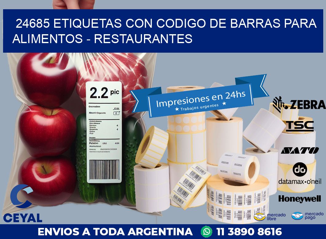24685 ETIQUETAS CON CODIGO DE BARRAS PARA ALIMENTOS - RESTAURANTES