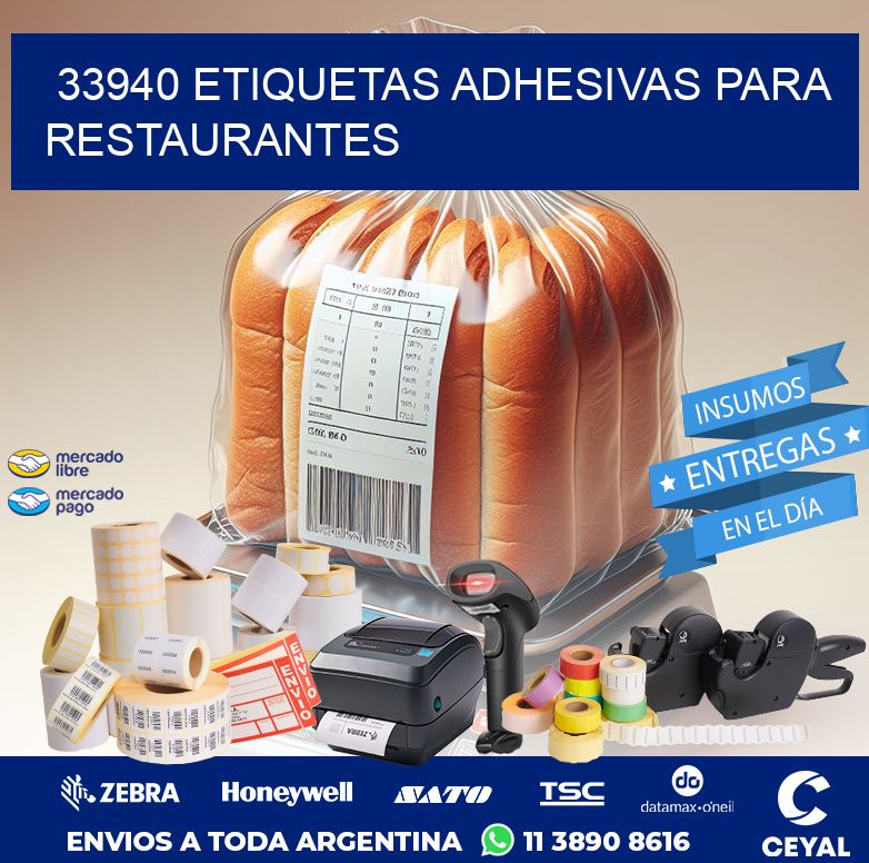 33940 ETIQUETAS ADHESIVAS PARA RESTAURANTES