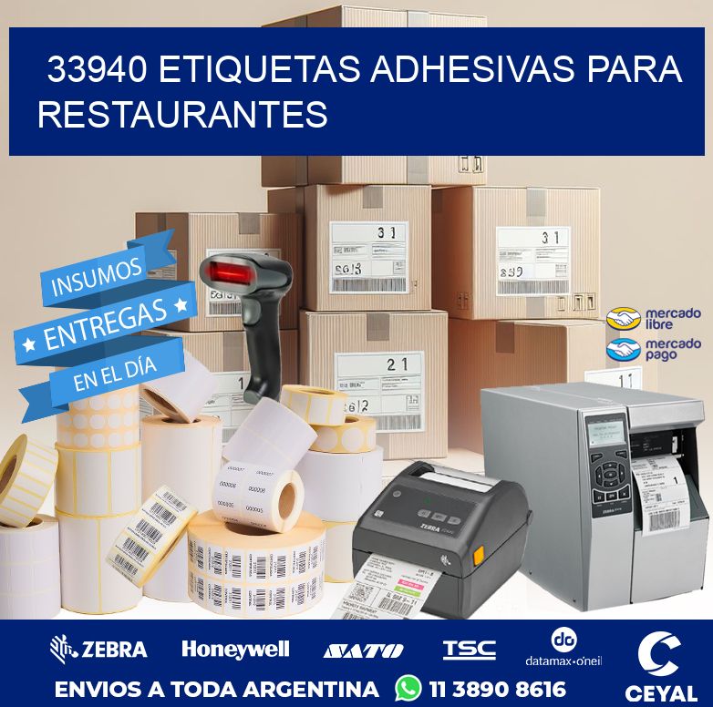 33940 ETIQUETAS ADHESIVAS PARA RESTAURANTES
