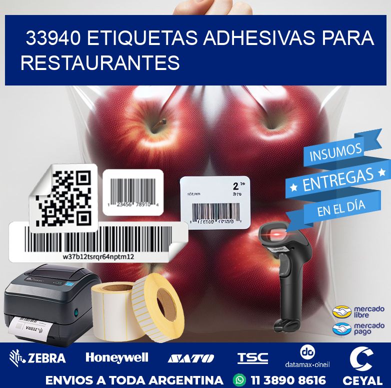 33940 ETIQUETAS ADHESIVAS PARA RESTAURANTES