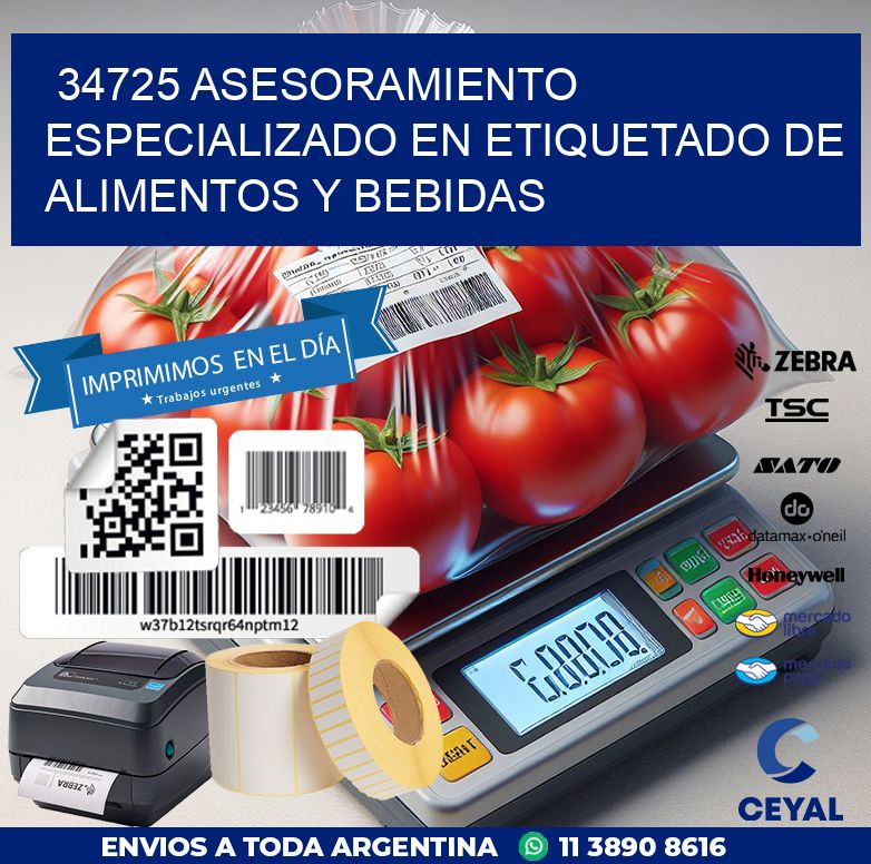 34725 ASESORAMIENTO ESPECIALIZADO EN ETIQUETADO DE ALIMENTOS Y BEBIDAS