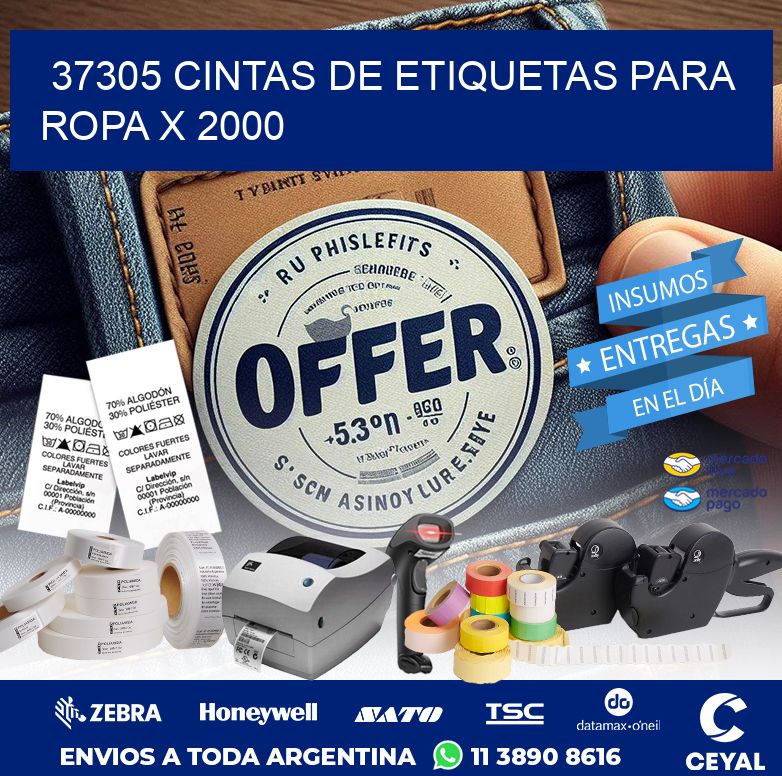 37305 CINTAS DE ETIQUETAS PARA ROPA X 2000