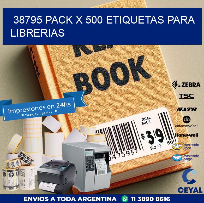 38795 PACK X 500 ETIQUETAS PARA LIBRERIAS