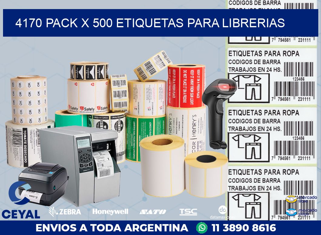 4170 PACK X 500 ETIQUETAS PARA LIBRERIAS