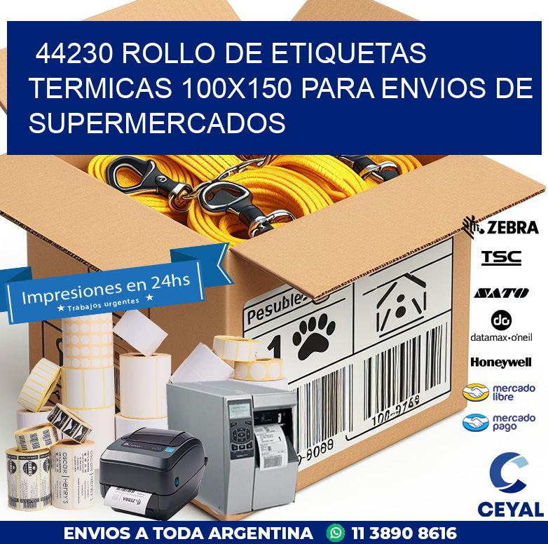 44230 ROLLO DE ETIQUETAS TERMICAS 100X150 PARA ENVIOS DE SUPERMERCADOS