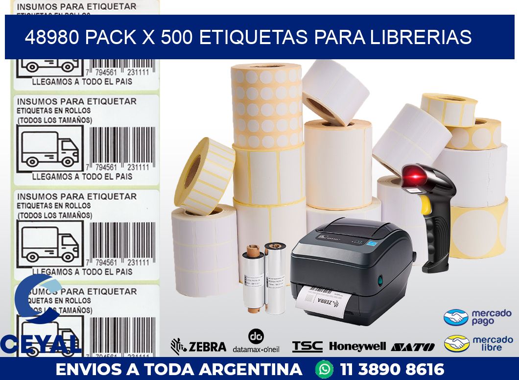 48980 PACK X 500 ETIQUETAS PARA LIBRERIAS