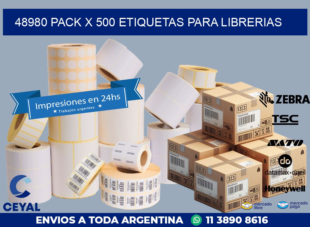 48980 PACK X 500 ETIQUETAS PARA LIBRERIAS