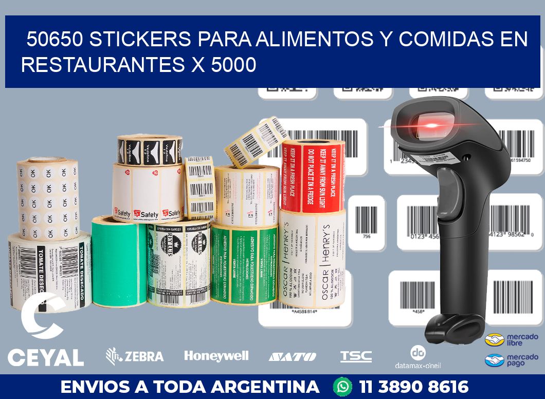 50650 STICKERS PARA ALIMENTOS Y COMIDAS EN RESTAURANTES X 5000